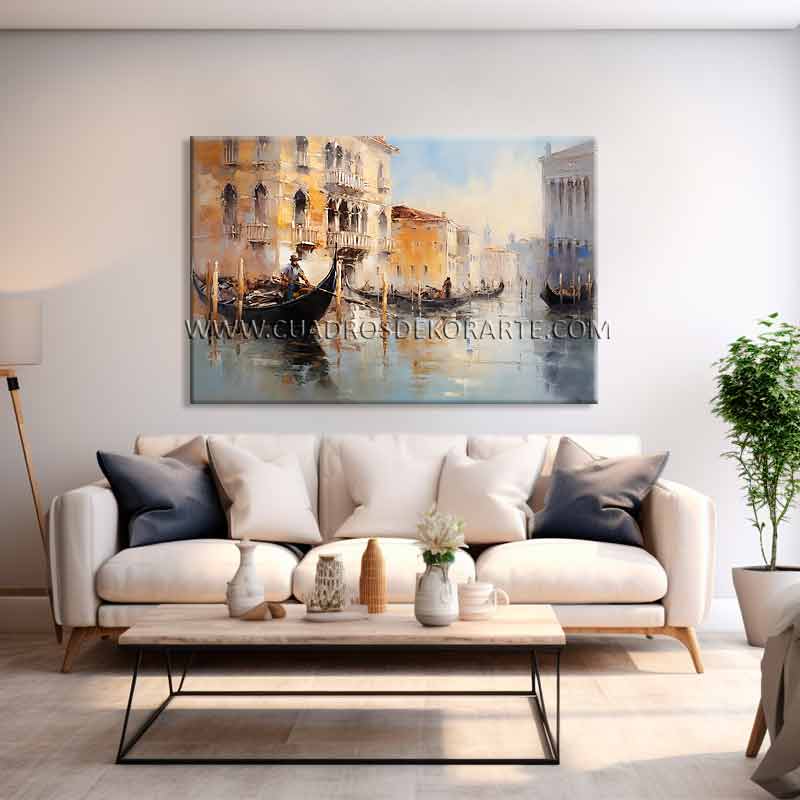 cuadros decorativos modernos para sala Venecia pintado a mano en medida de 120x80cm.