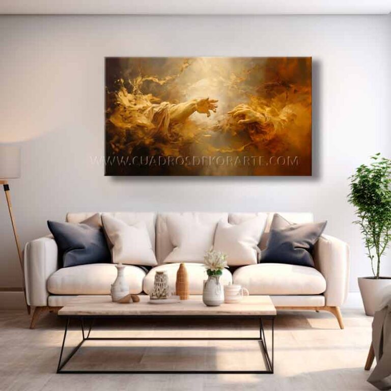 la creación cuadro la creación de adán para sala contemporánea en medida de 140x80cm. pintado a mano
