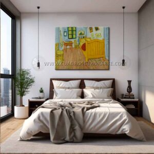 el dormitorio en arles de cuadro para recámara Pintada a Mano al óleo en medida de 120x95cm.