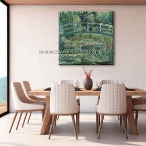 El Estanque de Ninfeas cuadro para comedor pintado a mano al óleo en medida de 100x100cm.