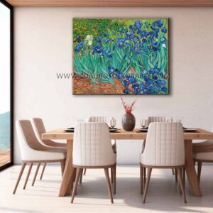 Lirios de van Gogh cuadros para comedor pintado a mano al óleo en medida de 120x95cm.