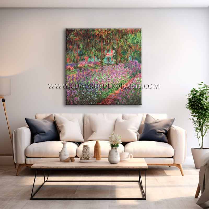 el jardín del artista en giverny cuadros decorativos para sala El Jardín del Artista en Giverny Claude Monet pintado a mano en medida de 100x10cm.