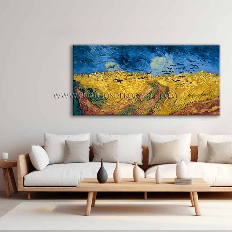 cuadros decorativos para sala el dormitorio en arles van Gogh pintado a mano en medida de 140x70cm.