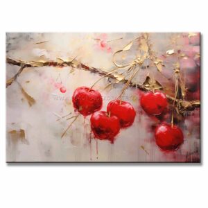 cuadros de cerezas pintado a mano en medida de 120x80cm.
