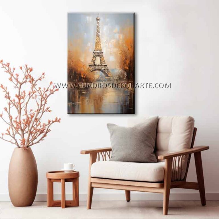 Cuadros de torre Eiffel para sala pequeña pintado a mano en medida de 120x80cm.