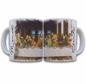 Tazas decoradas Leonardo da Vinci la ultima cena taza de 11 oz. impresos en sublimación.