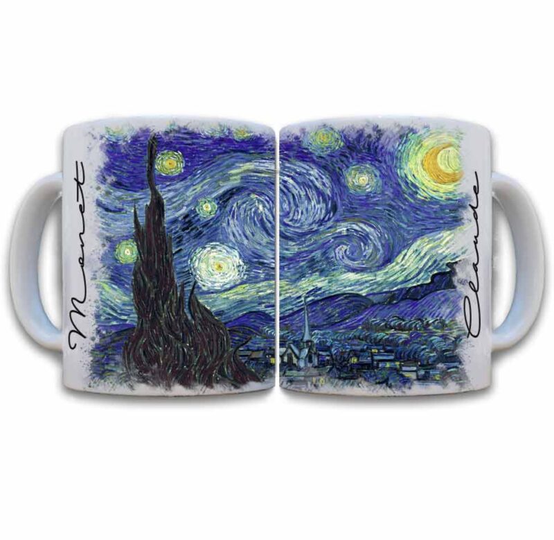 Tazas decoradas Vincent van Gogh la noche estrellada taza de 11 oz. impresos en sublimación.