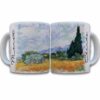 Tazas decoradas Vincent van Gogh trigal con ciprés taza de 11 oz. impresos en sublimación.
