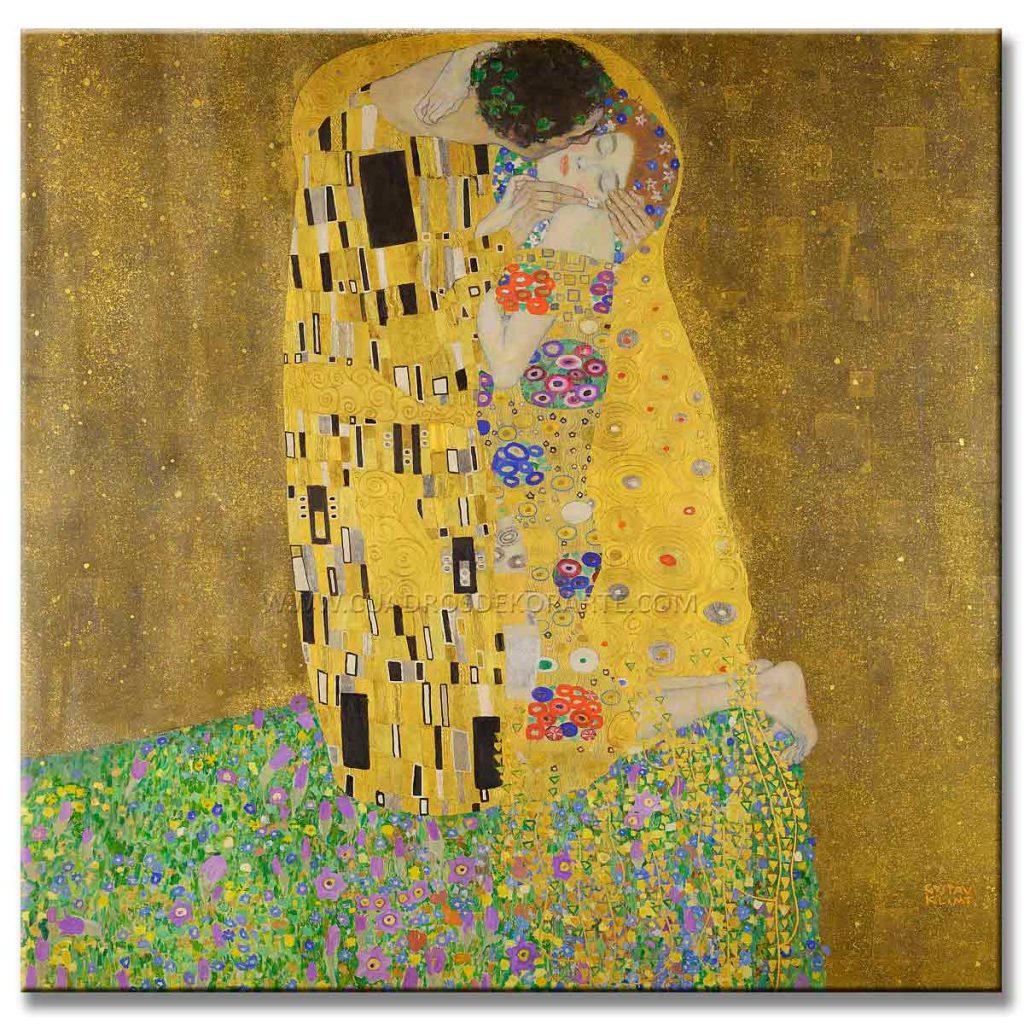 EL BESO de Gustav Klimt Reproducción Pintada a Mano en Acrílico