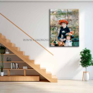 En la Terraza Pierre Auguste Renoir cuadro para escaleras pintado a mano al óleo en medida de 120x95cm.
