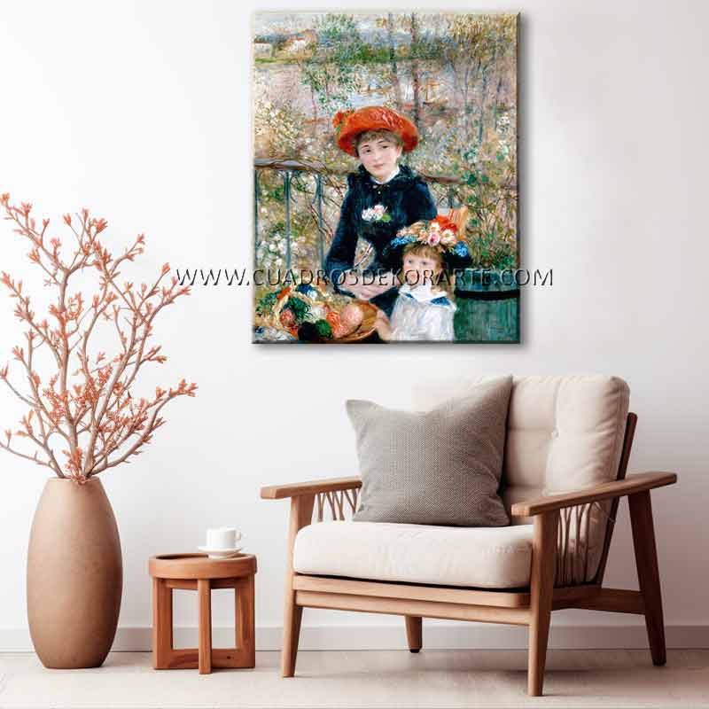 cuadros decorativos para sala En la Terraza (dos hermanas) Pierre-Auguste Renoir pintado a mano en medida de 120x95cm.