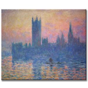 El parlamento de Londres, atardecer de Claude Monet reproducción pintada a mano en óleo o acrílico en medida de 120x95