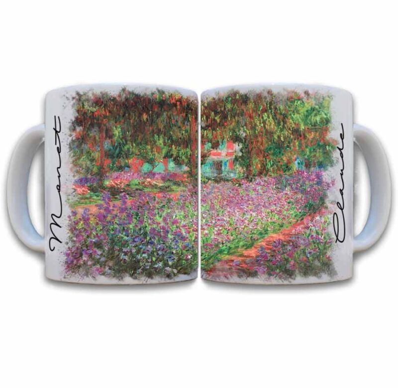 Tazas decoradas Claude Monet el jardín del artista en Giverny taza de 11 oz. impresos en sublimación.