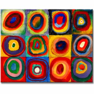 Estudio de color con cuadros reproducción de la pintura de Kandinsky pintada a mano
