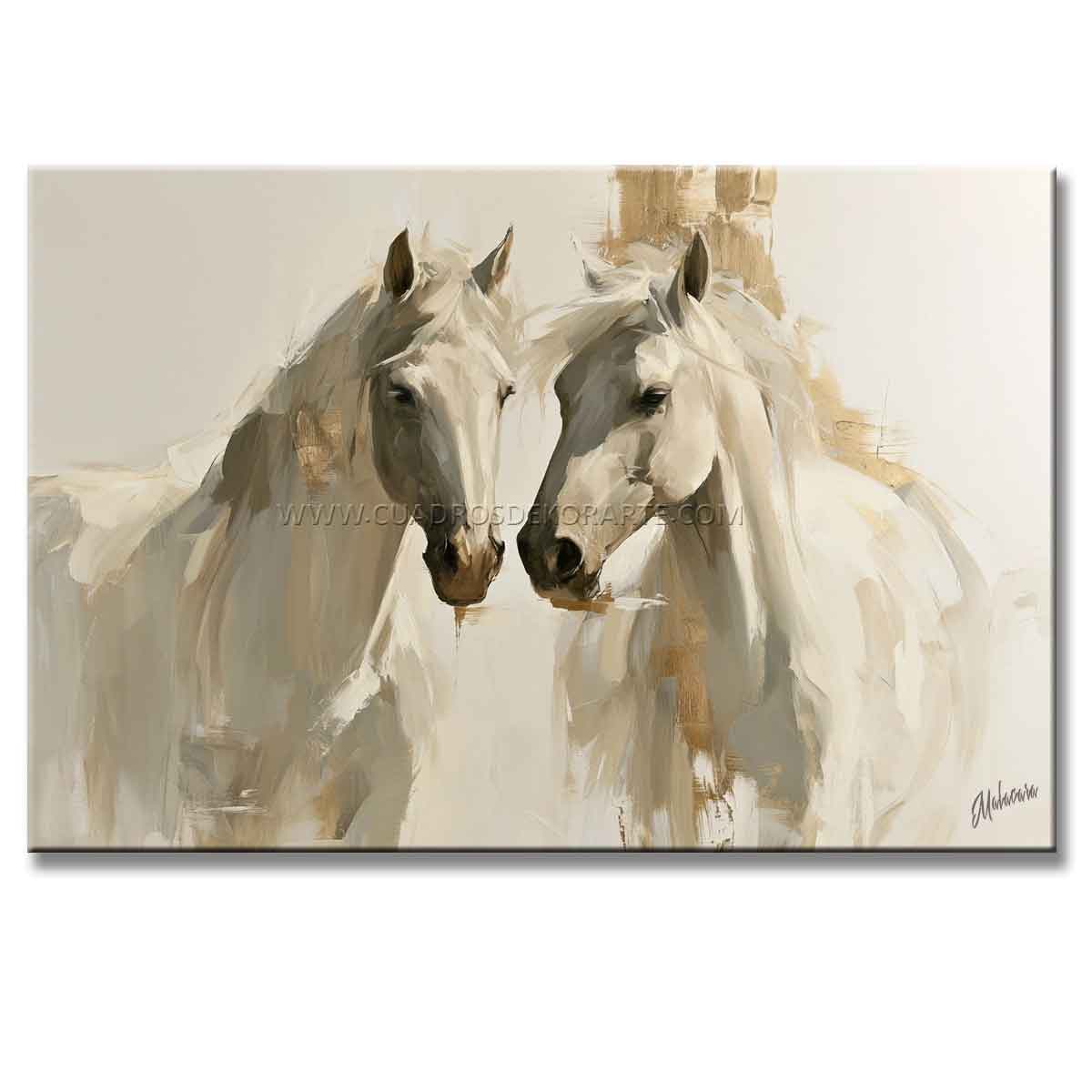 cuadros de caballos pintado a mano en acrílico en medida de 120x80cm.