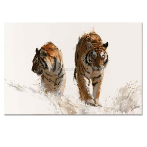 cuadros de tigres pintados a mano en acrílico en medida de 120x80cm.