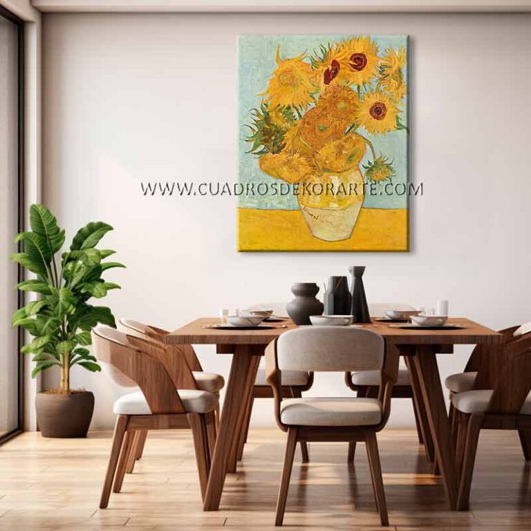 Los girasoles de van Gogh cuadro para comedor en medida de 120x95cm. pintado a mano al óleo