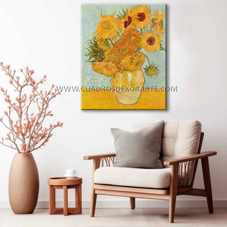 Los girasoles de van Gogh cuadro para sala en medida de 120x95cm. pintado a mano al óleo
