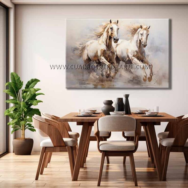 Pinturas de caballos para comedor pintado a mano en medida de 120x80cm.