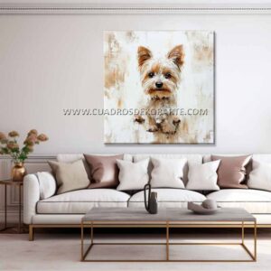 pinturas de perros para sala pintado a mano en medida de 100x100cm.