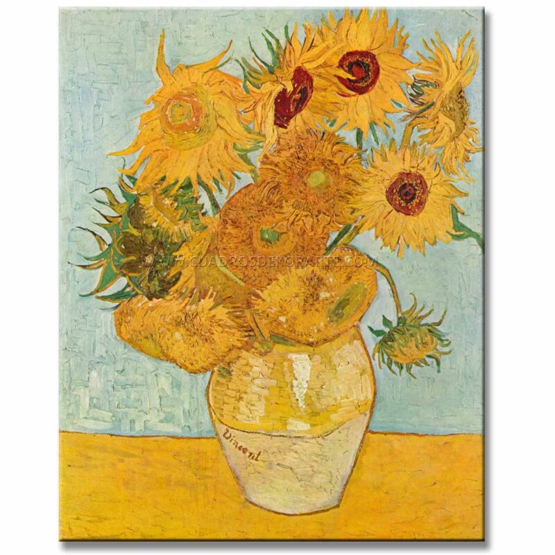 Girasoles de Van Gogh Reproducción Pintada a Mano en Oleo en medida de 120x95cm.
