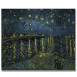Noche Estrellada Sobre el Ródano Van Gogh pintado a mano en medida de 120x95cm. en óleo o acrílico