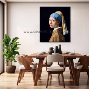 La Joven de la Perla cuadro para comedor en medida de 120x95cm. pintado a mano al óleo