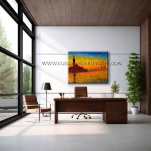Crepúsculo en Venecia cuadros para oficina pintado a mano al óleo en medida de 120x95cm.