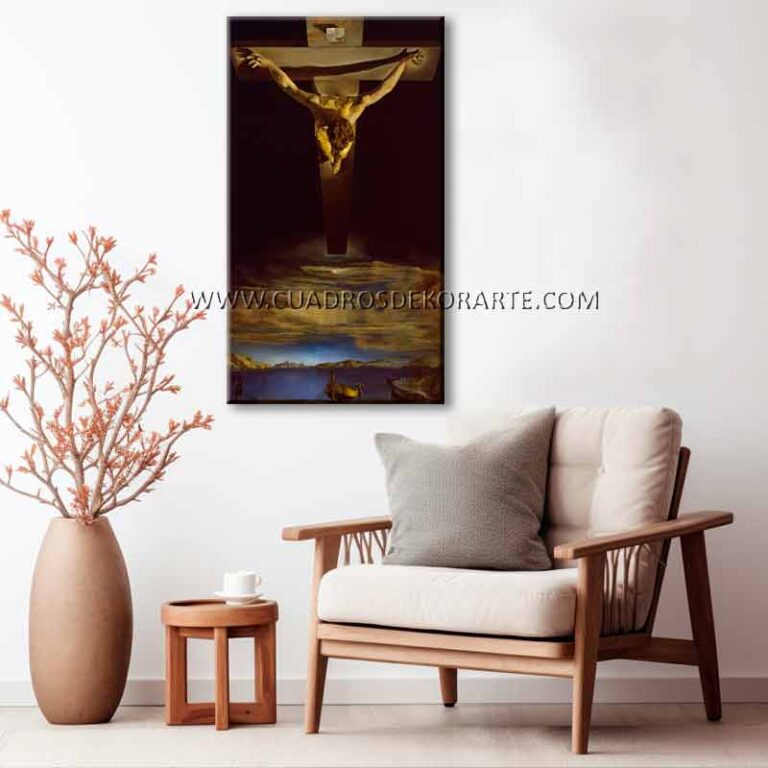 cristo de san juan de la cruz cuadros decorativos para sala Cristo de San Juan de la cruz Dalí pintado a mano en medida de 140x80cm.