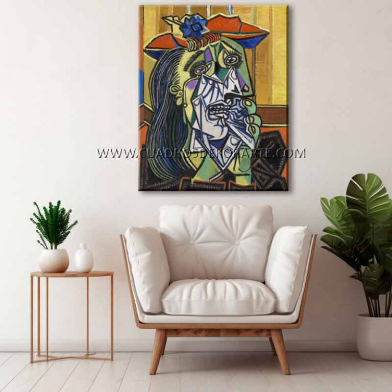 cuadros decorativos para sala La mujer que llora Pablo Picasso pintado a mano en medida de 120x95cm.