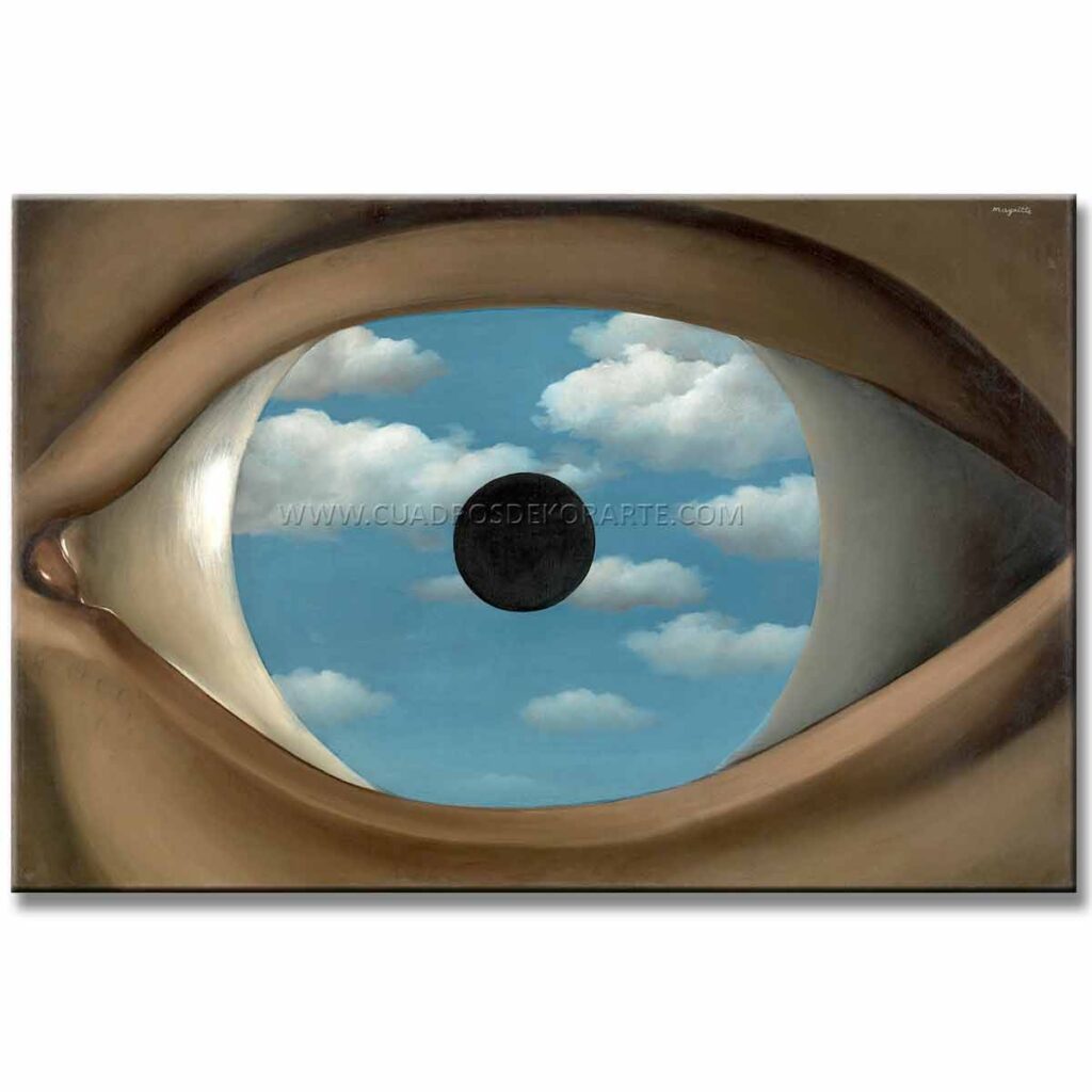 Cuadro el espejo falso René Magritte reproducción pintado a mano al óleo en medida de 120x80cm.