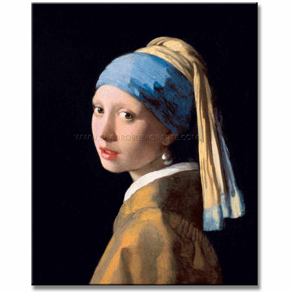 la joven de la perla Johannes Vermeer reproducción pintada al óleo o acrílico en medida de 120x95cm.