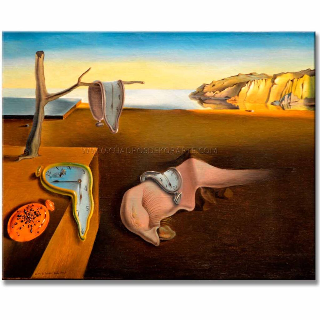cuadro la persistencia de la memoria Salvador Dalí reproducción pintada al óleo o acrílico en medida de 120x95cm.