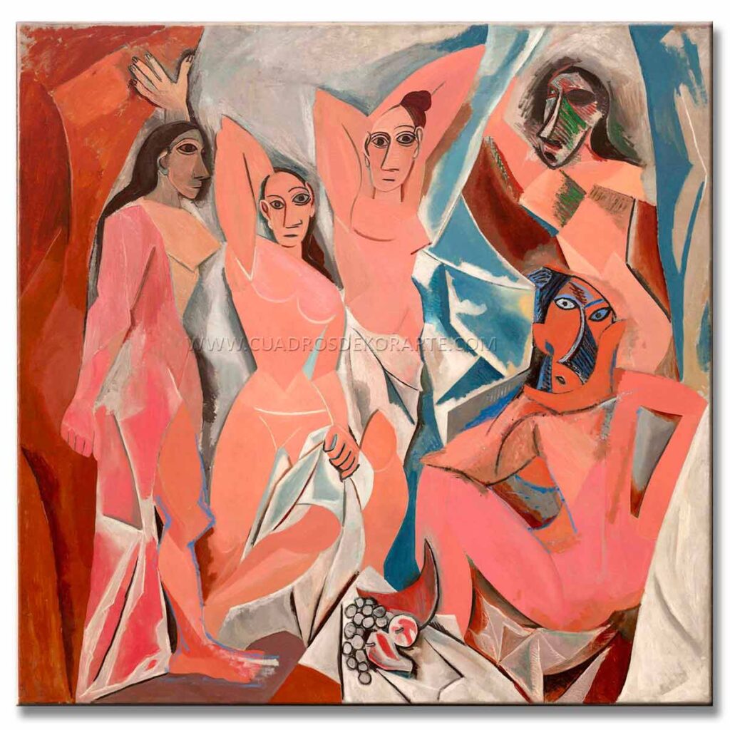 las señoritas de avignon Picasso reproducción pintada al oleo o acrílico en medida de 100x100cm.
