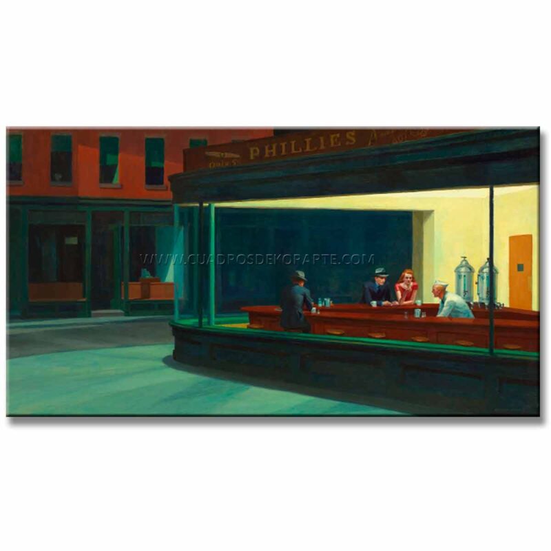 Noctámbulos Edward Hopper reproducción pintada al óleo o acrílico en medida de 140x80cm.