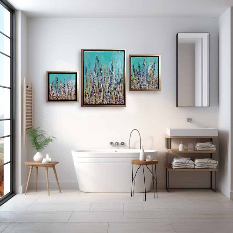 cuadros decorativos para baño estilo moderno pintados a mano