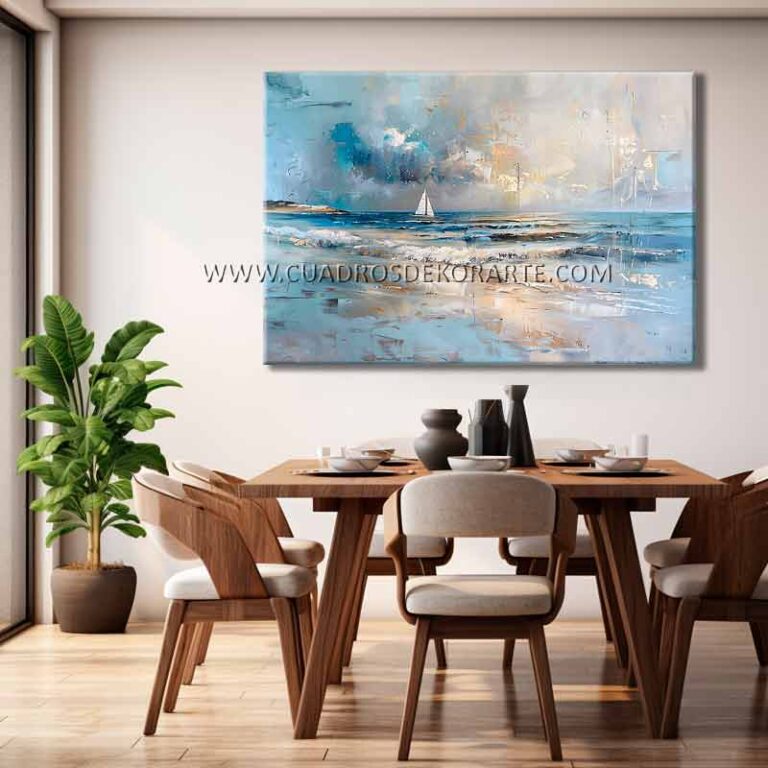 pinturas del mar cuadros del mar para comedor pintado a mano con pincel y espátula en medida de 120x80cm.