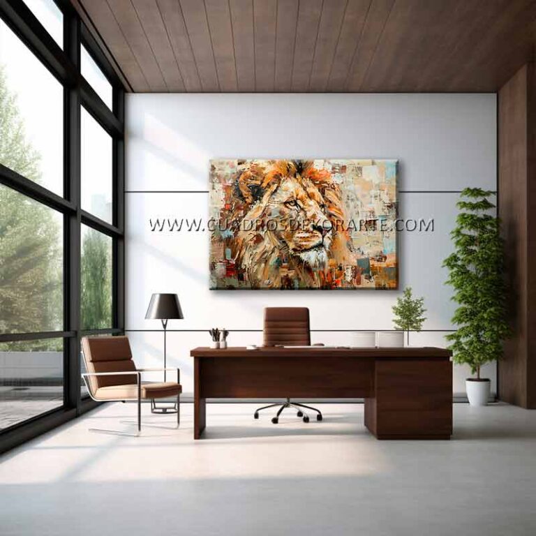 cuadro de leon cuadros de león para oficina pintado a mano en medida de 120x80cm.