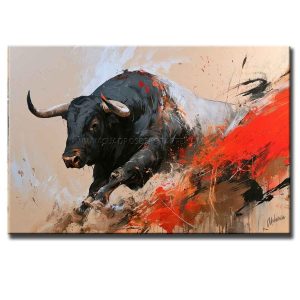 cuadros de toros pintado a mano en acrílico en medida de 120x80cm.