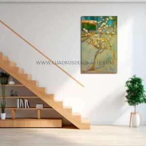 pequeño peral en flor cuadro para escaleras pintado a mano al óleo en medida de 120x80cm.