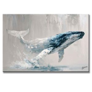 cuadros de ballenas pintadas a mano en acrílico en medida de 120x80cm.
