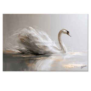 cuadros de cisnes pintados a mano en acrílico en medida de 120x80cm.