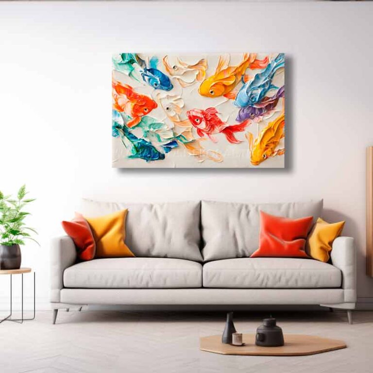 pinturas de peces para sala pintado a mano en medida de 120x80cm.