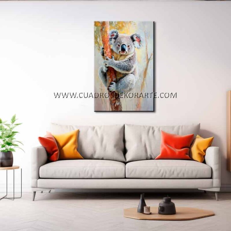cuadros de koalas Cuadros modernos de koalas para sala moderna pintado a mano en medida de 120x80cm.