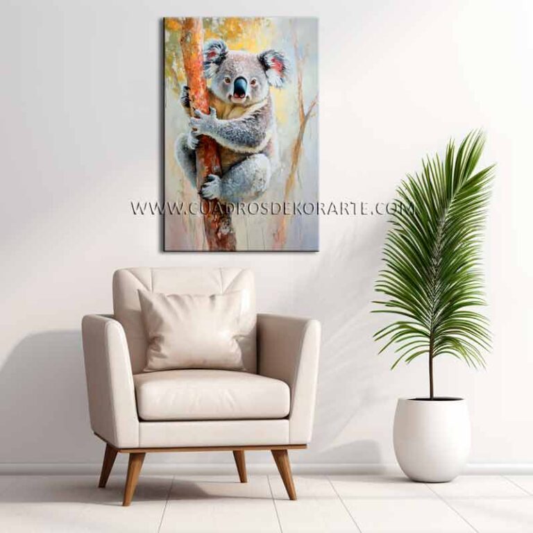 cuadros de koalas Cuadros modernos de koalas para sala pequeña pintado a mano en medida de 120x80cm.