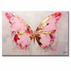 Decora tu hogar con un cuadro de mariposa pintado a mano. Diseño moderno con relieve táctil de 120x80 cm, ideal para salas elegantes y sofisticadas.