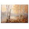 Pintura de arboledas pintada a mano en acrílico con relieve táctil. Cuadro moderno de 120x80 cm en blanco, ocre y gris, ideal para decorar salas.
