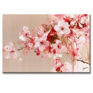 Cuadro de cerezos japoneses pintado a mano en acrílico con relieve táctil en medida de 120x80cm.