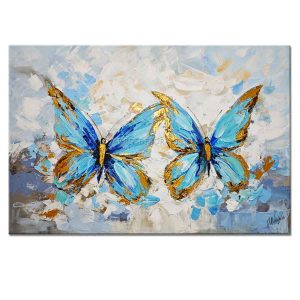 cuadro de mariposas pintado a mano en acrilico con relieve táctil en medida de 120x80cm.