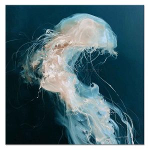 cuadros de medusas pintado a mano en acrílico en medida de 100x100cm.